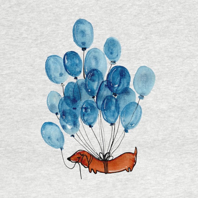 Dachshund and balloons by KaylaPhan